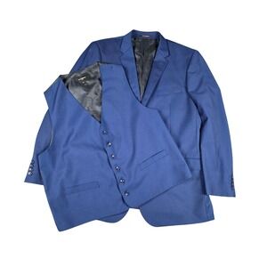 Statement Italy Mens Blazer Blue Super 150s 2 Piece W/Vest Set Size 44L